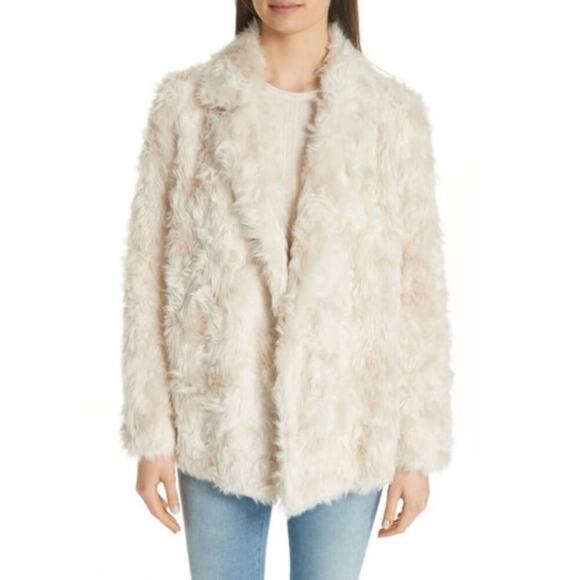 Theory Faux Fur Beige Clairene Jacket Size S - Picture 1 of 6